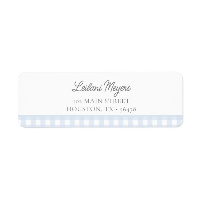 Pale Blue Gingham Classic Boys Baby Shower Address (Front)
