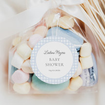 Pale Blue Gingham Classic Boys Baby Shower