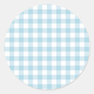 Pale Blue Gingham Classic Round Sticker