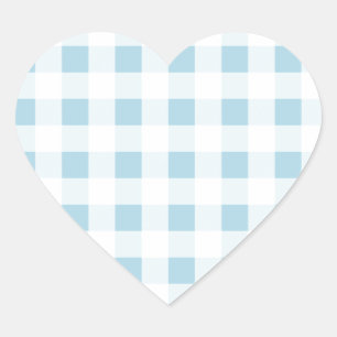 Pale Blue Gingham Heart Sticker