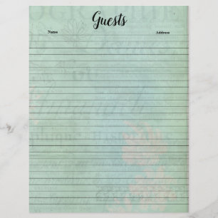 Pale Blue Green Lined Paper Guests