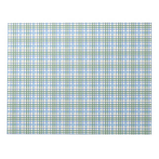 Pale Blue Green Plaid Holidays Card Envelope Liner Notepad (Front)