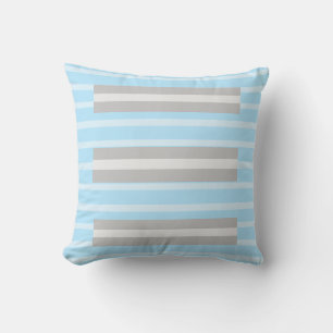 Pale Blue Grey Striped Throw Pillow