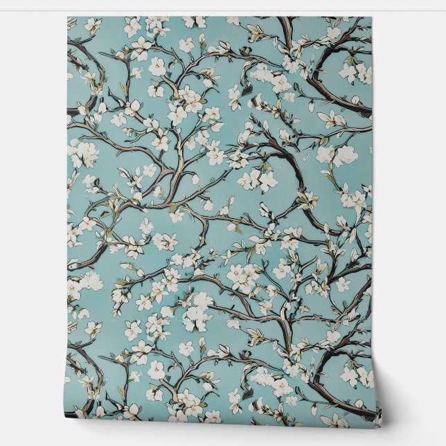 pale blue,Klimt,Almond tree, Art,Painting,Gustav K Wallpaper (Unrolling)