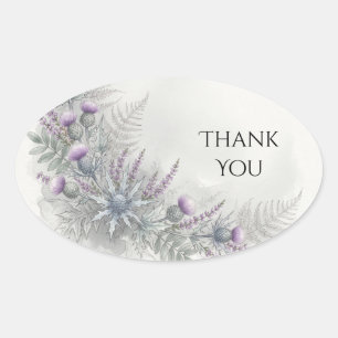 Pale Blue Lavender Botanical Thank You Sticker