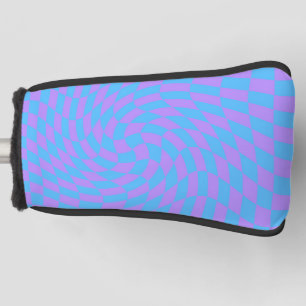 Pale Blue & Lavender Waved Chequered Pattern      Golf Head Cover
