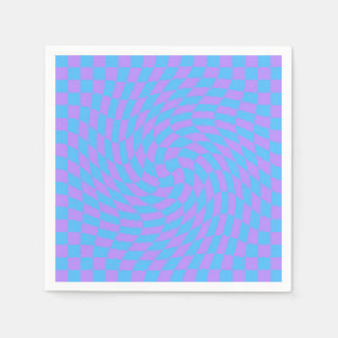 Pale Blue & Lavender Waved Chequered Pattern Napkin