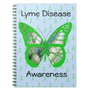Pale Blue Lime Green Lyme Disease Awareness Ribbon Notebook