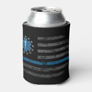 PALE BLUE LINE EMT EMS Betsy Ross American Flag Can Cooler
