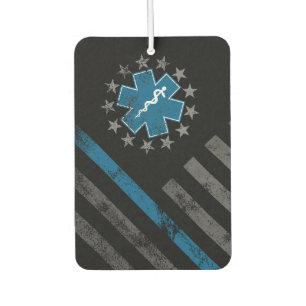 Pale Blue Line EMT Paramedic Vintage American Flag Car Air Freshener