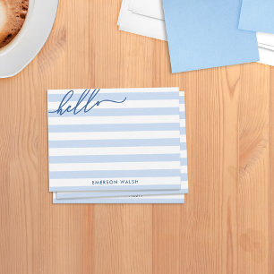 Pale Blue Lines Hello Add Name Card