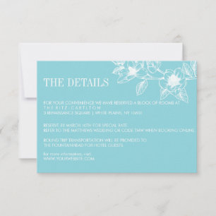 Pale Blue Magnolia Flowers Bloom Wedding RSVP Card