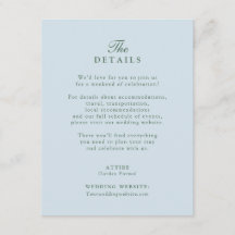 Pale Blue Monogram Wedding Details Card