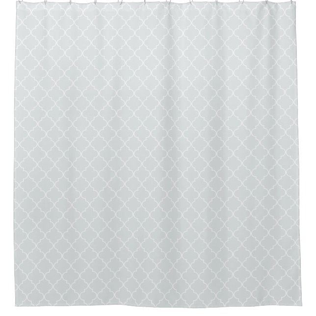 Pale Blue Moroccan Quatrefoil Pattern Shower Curtain (Front)