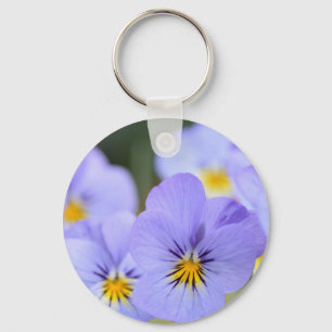 Pale Blue Pansies Key Ring