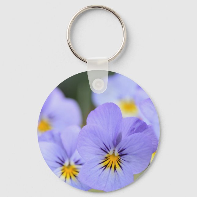 Pale Blue Pansies Key Ring (Front)