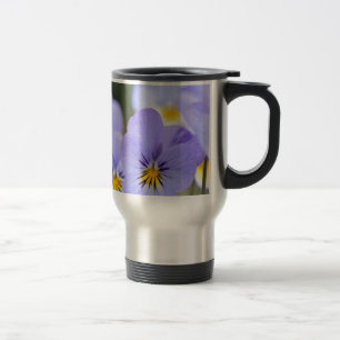 Pale Blue Pansies Travel Mug