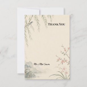 Pale Blue Pink Willow Thank You Card