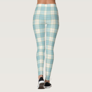 Pale Blue Plaid Tartan Leggings