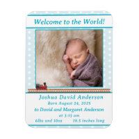 Pale-Blue Polka-Dot Baby Boy Birth Announcement