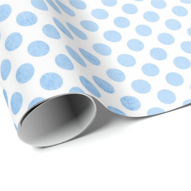Pale Blue Polka Dots on White Wrapping Paper (Roll Corner)