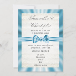Pale blue ribbon simple wedding invitation