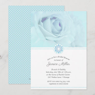Pale Blue Rose Floral Bridal Shower Invitations