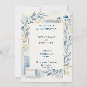 Pale Blue Santorini Wedding Invitation