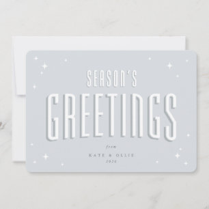 Pale Blue Season's Greetings Retro Stars Flat Holiday Card