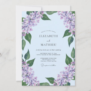 Pale Blue Seraphic Lilac Wedding Invitation