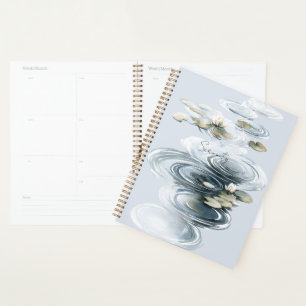 Pale Blue Serenity Lotus Flowers Lilypads Planner