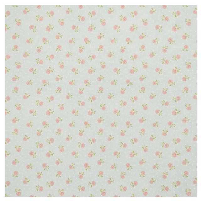 pale blue shabby chic polka dot white pink floral fabric (Swatch)