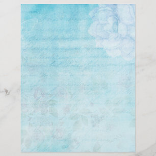 Pale Blue  Shabby Floral Scrapbook Paper