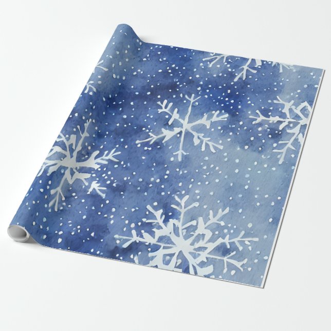 Pale blue sky with giant snowflakes wrapping paper (Unrolled)
