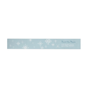 Pale Blue Snowflake Holiday Wraparound Label