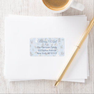 Pale Blue Stripes Gingerbread Man Christmas Custom Label