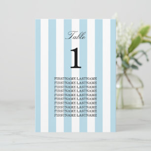Pale Blue Stripes Guest Names Table Card