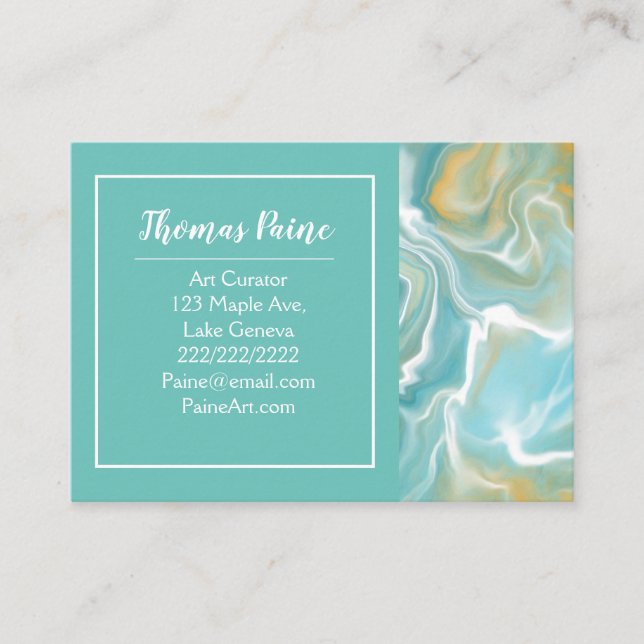 Pale Blue, Teal, Turquoise Marble Art   Business Card (Front)