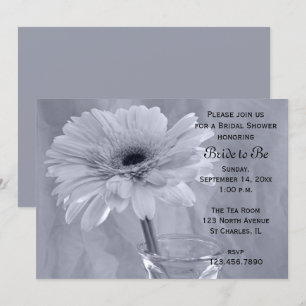 Pale Blue Tinted Daisy Bridal Shower Invitation