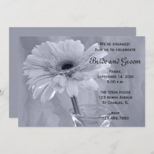 Pale Blue Tinted Daisy Engagement Party Invitation