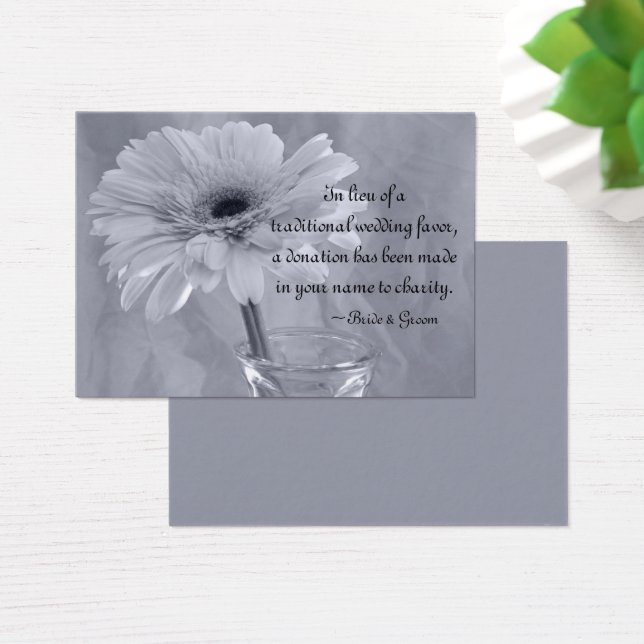 Pale Blue Tinted Daisy Wedding Charity Favour Card (Desk)