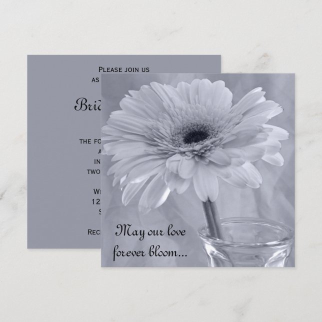Pale Blue Tinted Daisy Wedding Invitation (Front/Back)