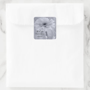 Pale Blue Tinted Daisy Wedding Thank You Favour Ta Square Sticker