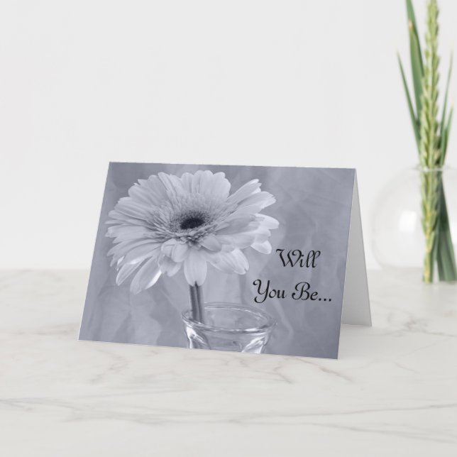 Pale Blue Tinted Daisy Will You Be My Bridesmaid Invitation (Front)