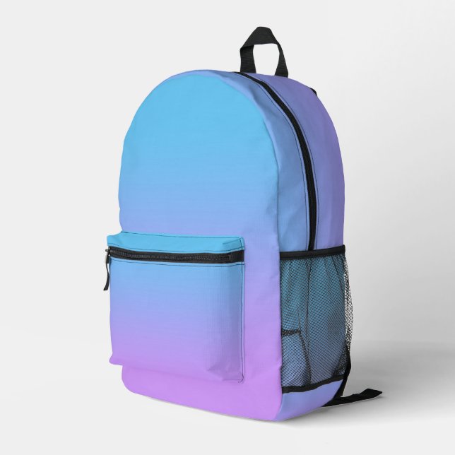 Pale Blue to Lavender Ombre Gradient Pattern Printed Backpack (Back Corner Right)