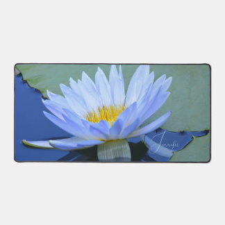 Pale Blue Water Lily Personalised Desk Mats Pads