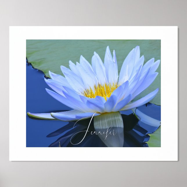 Pale Blue Water Lily Personalised Foil Name Foil P Foil Prints (Front)