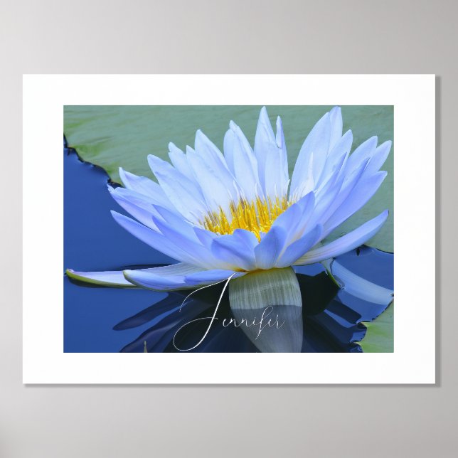 Pale Blue Water Lily Personalised Foil Name Foil P Prints (Front)
