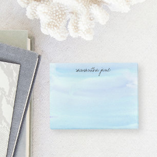 Pale Blue Watercolor Personalised Post-it Notes