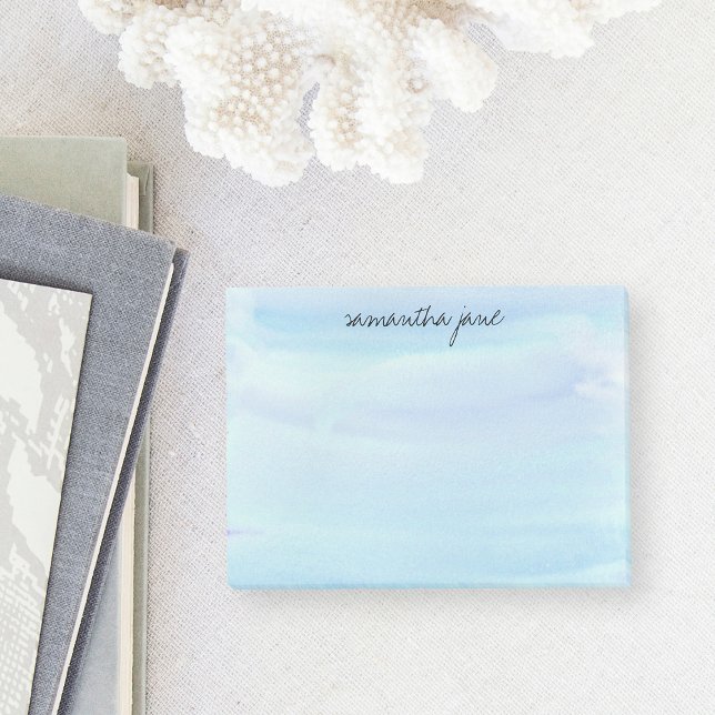 Pale Blue Watercolor Personalised Post-it Notes (Creator Uploaded)